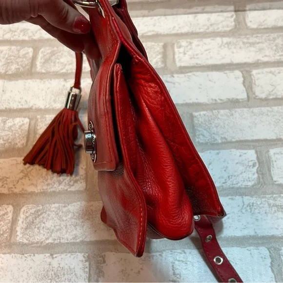 Clements Ribeiro Black Label Red Leather Crossbody Bag Purse - Picture 10 of 11